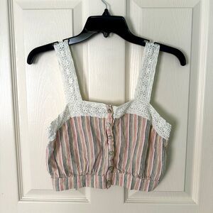 American Eagle Striped Cropped Tank Top